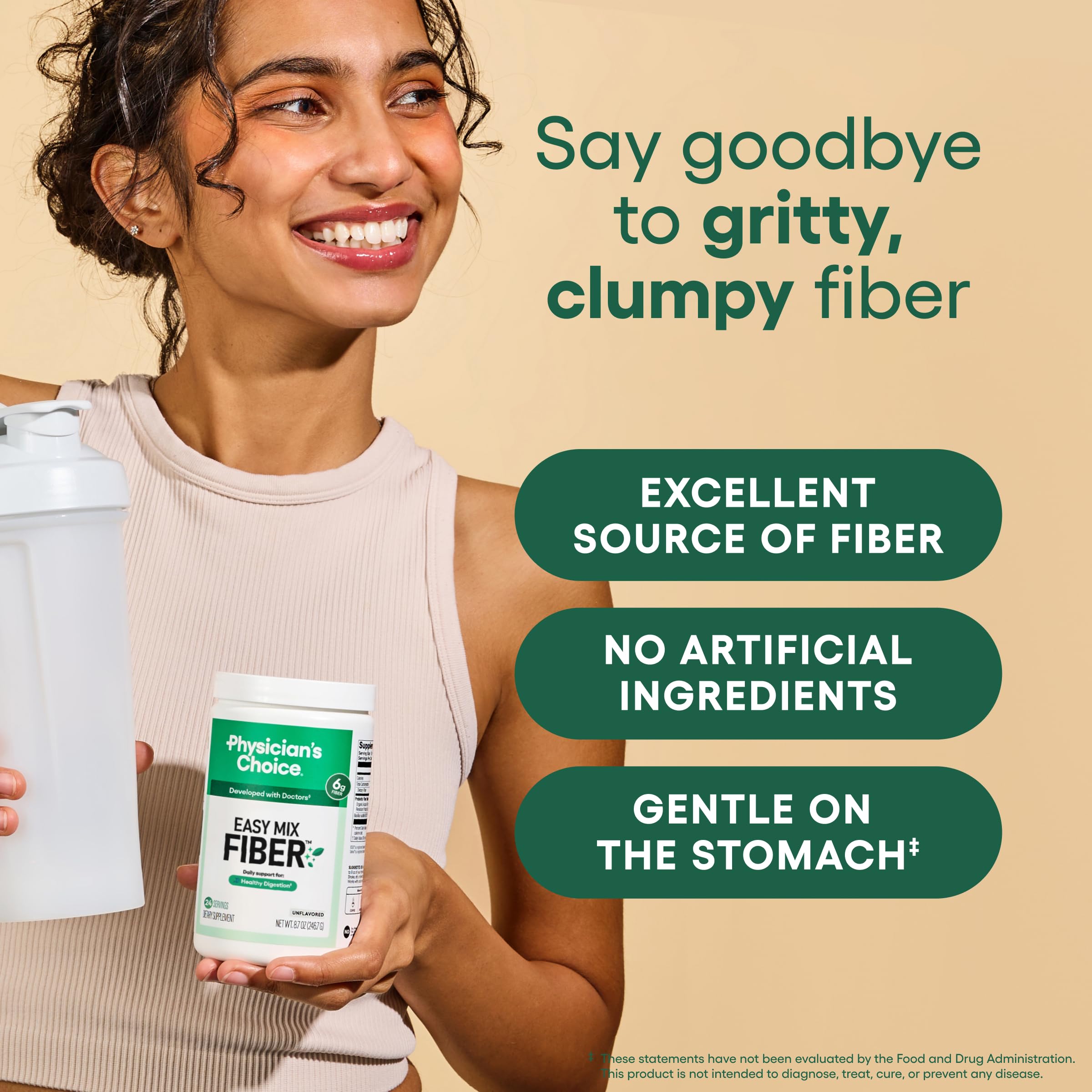 Physician's Choice Easy Mix Fiber being stirred into a drink for easy use