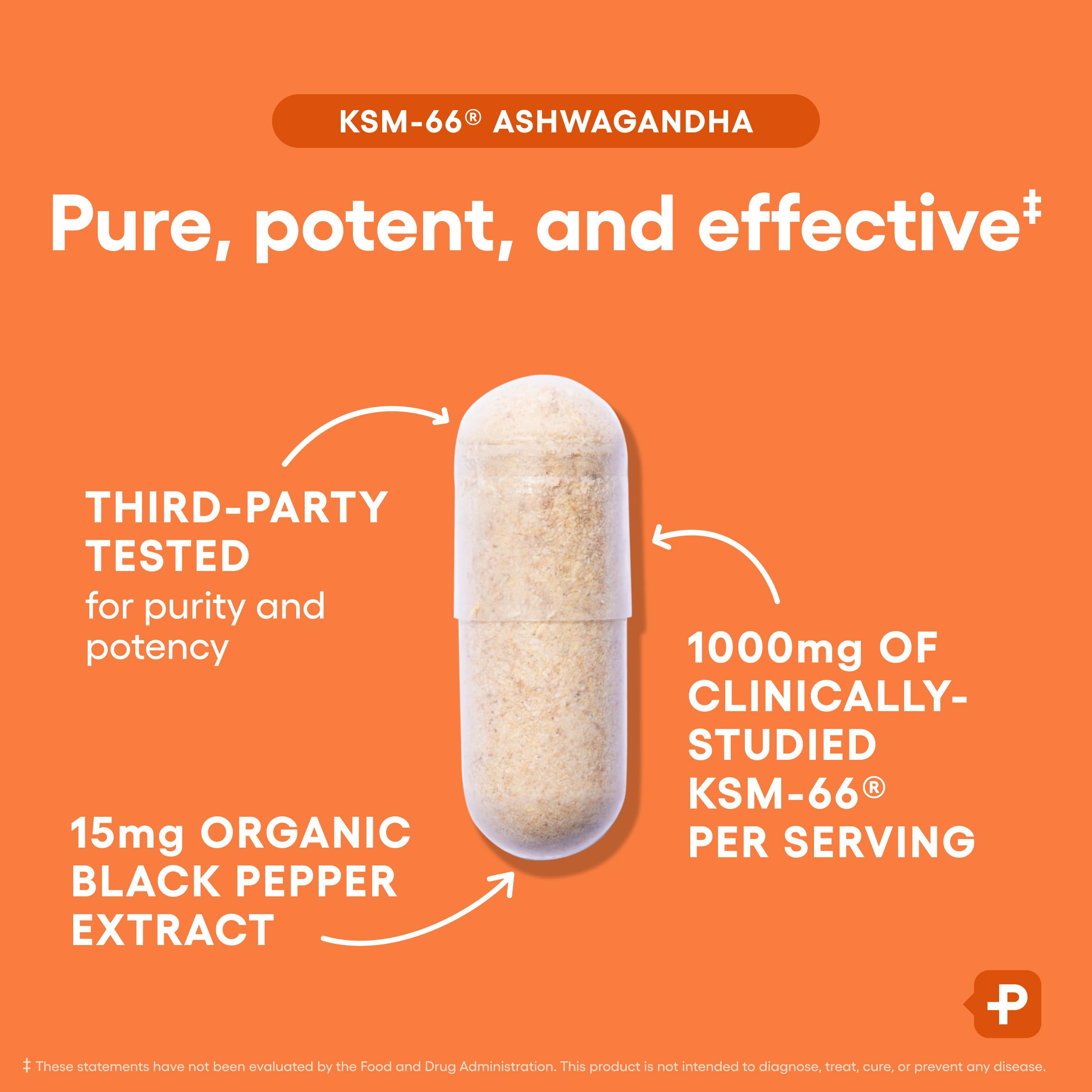 Physician's CHOICE Ashwagandha with black pepper bottle boosts absorption.