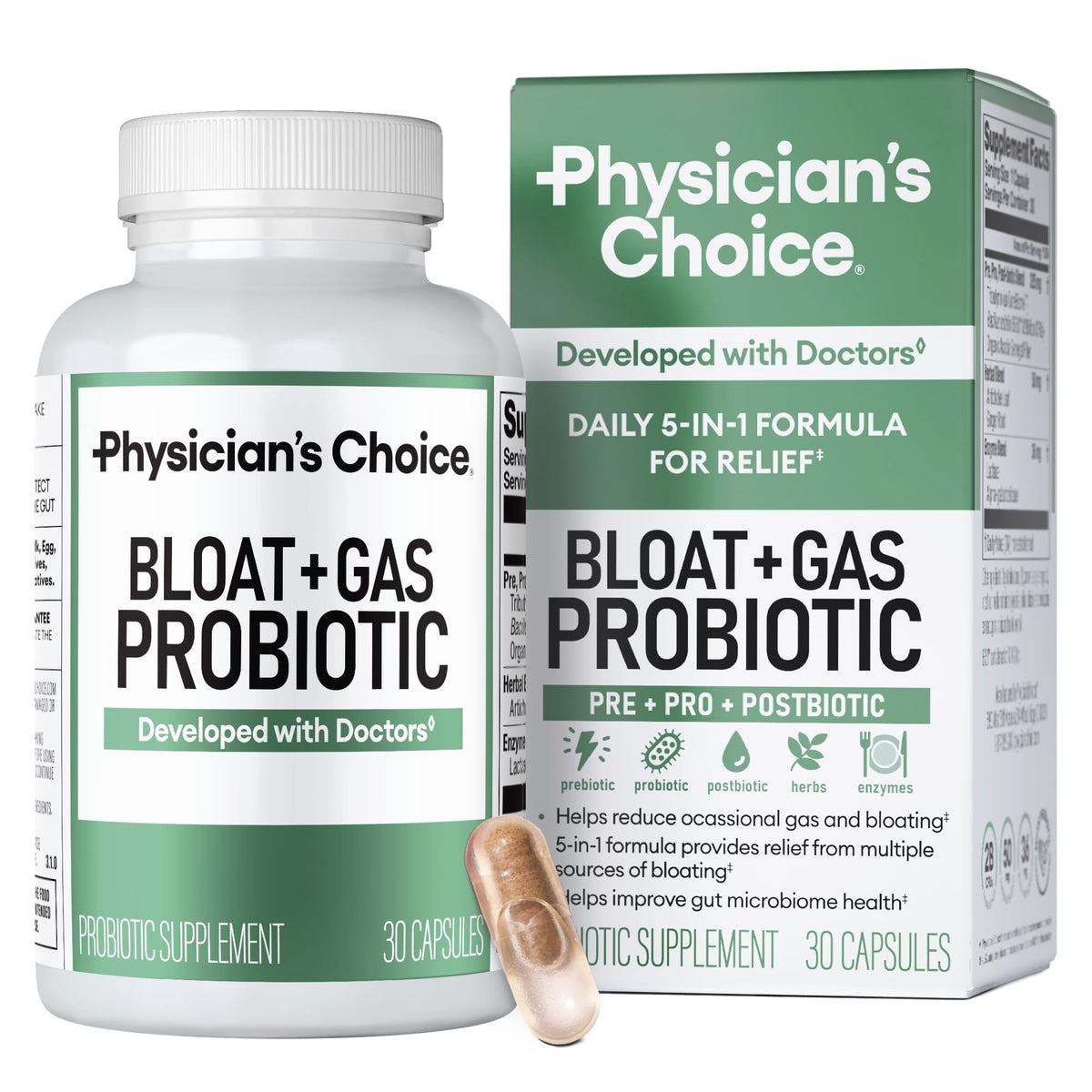 Physician's CHOICE bottle front for daily gut support