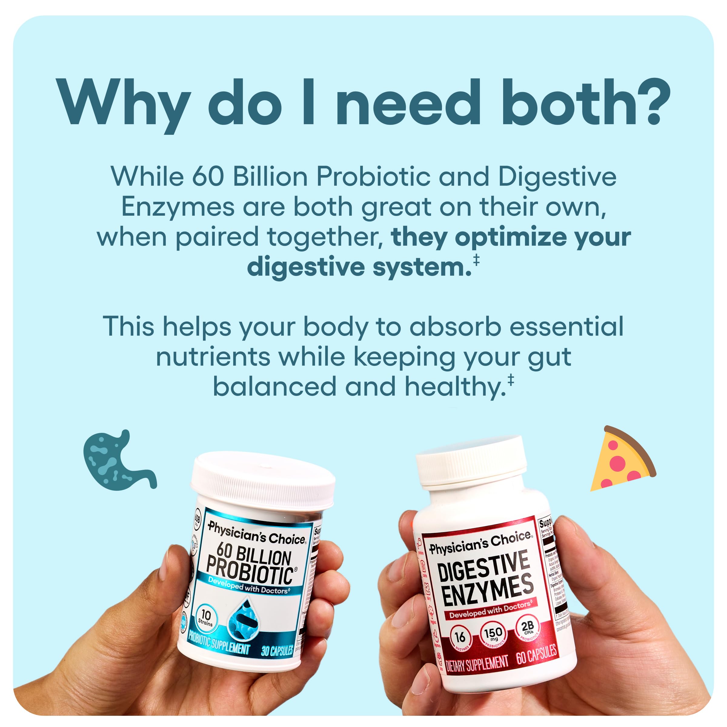 Physician's CHOICE bundle packaging box showcases complete gut health solution.