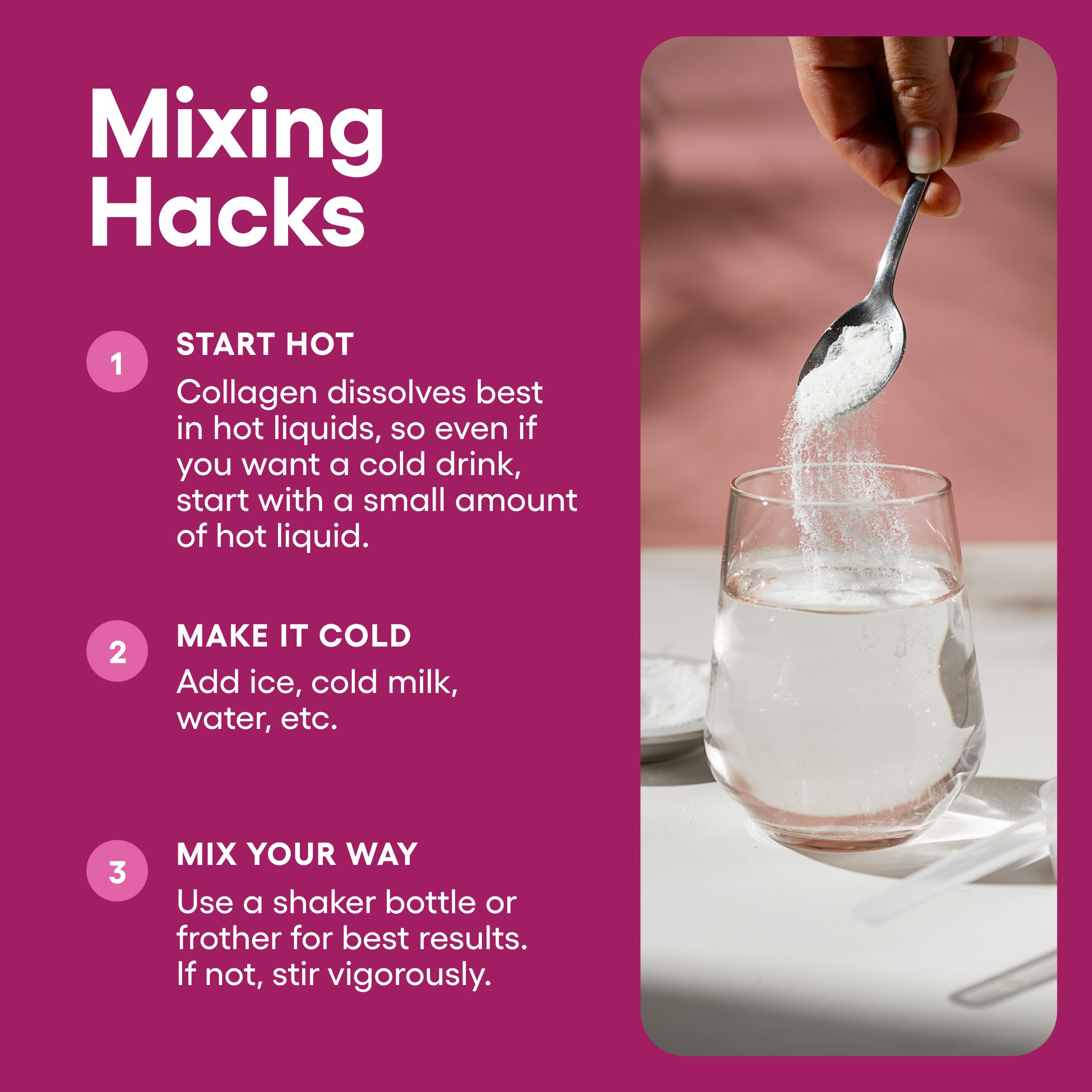Yogurt with Physician's CHOICE collagen peptides demonstrating use for hair, skin, and nails.