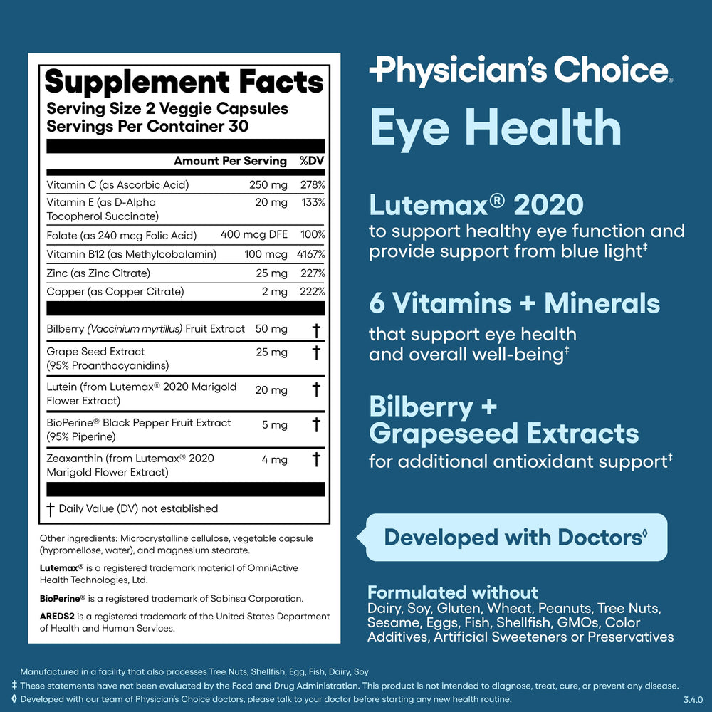 Blue light friendly usage scene with Physician's CHOICE Eye Health on screen desk