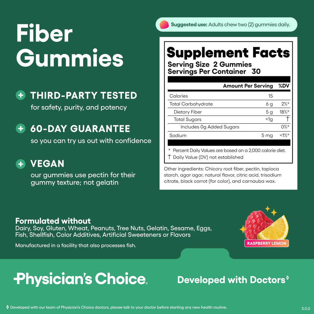 Physician's Choice Fiber Gummies scene promotes digestive health and regularity.