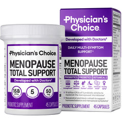 Physician's CHOICE Menopause Probiotic bottle front view for hormonal balance support.