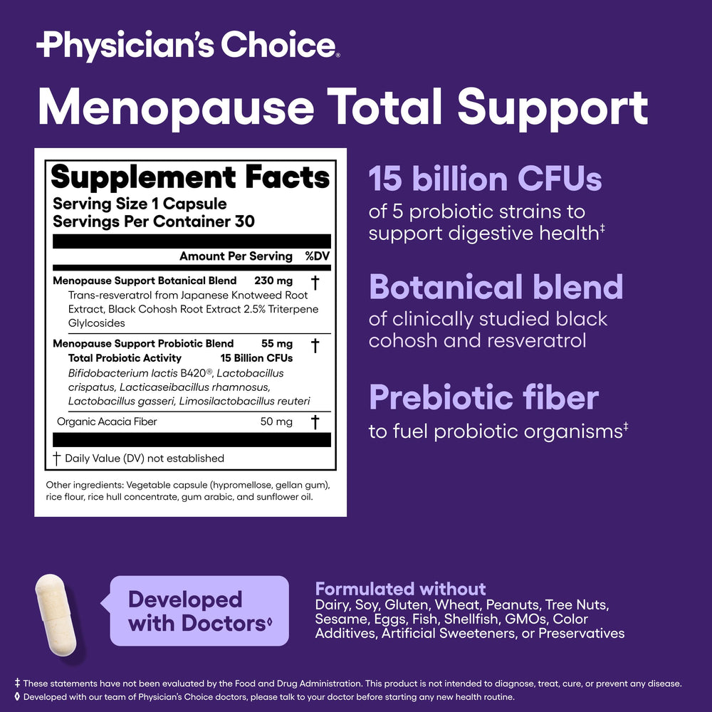 Physician's CHOICE Menopause Probiotic packaging may vary.