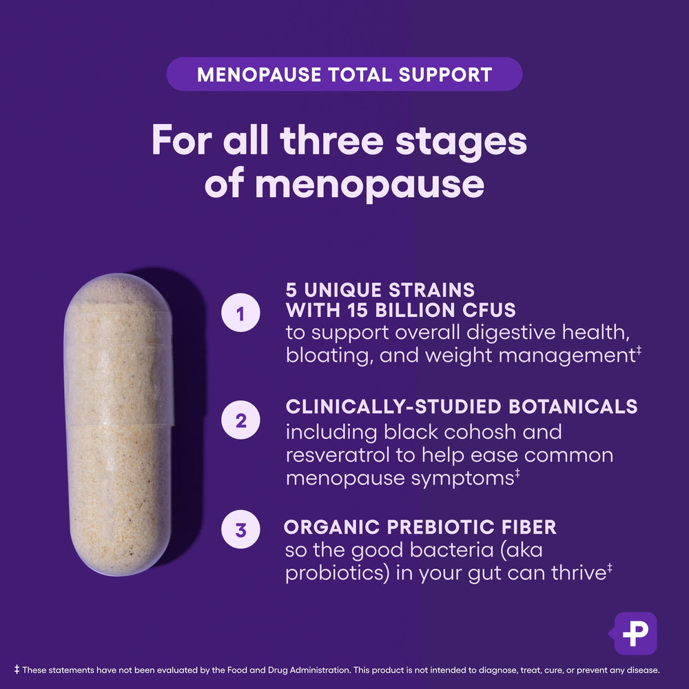 Physician's CHOICE menopause probiotic tablets close-up for daily gut health.