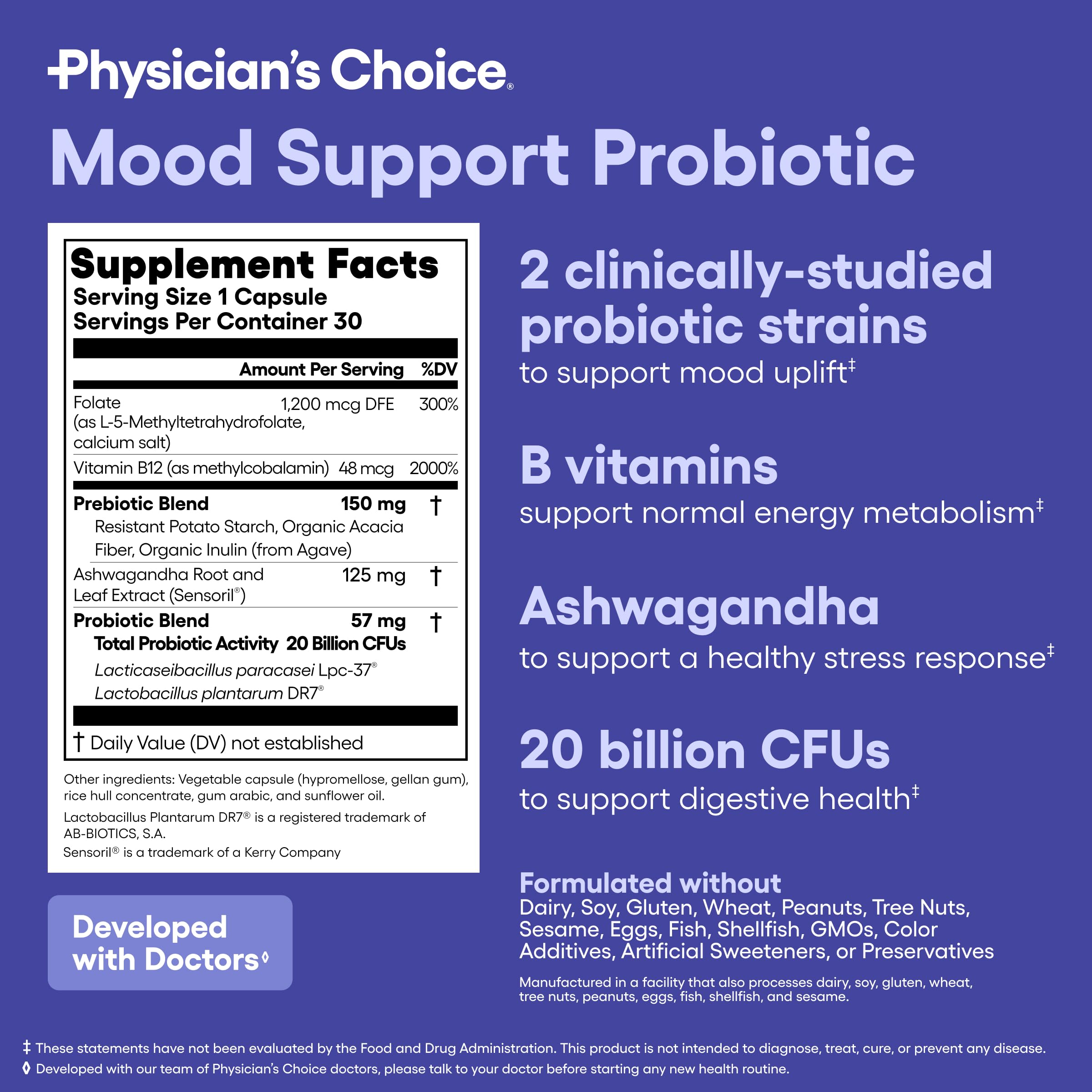 Physician's CHOICE Mood Probiotic bottle fits into routines for steady digestion and mood support.