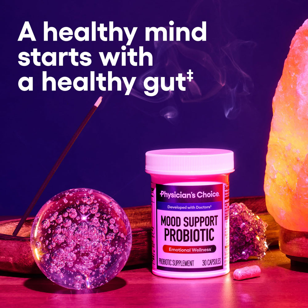 Physician's CHOICE Mood Probiotic capsules support mood balance and gut health.