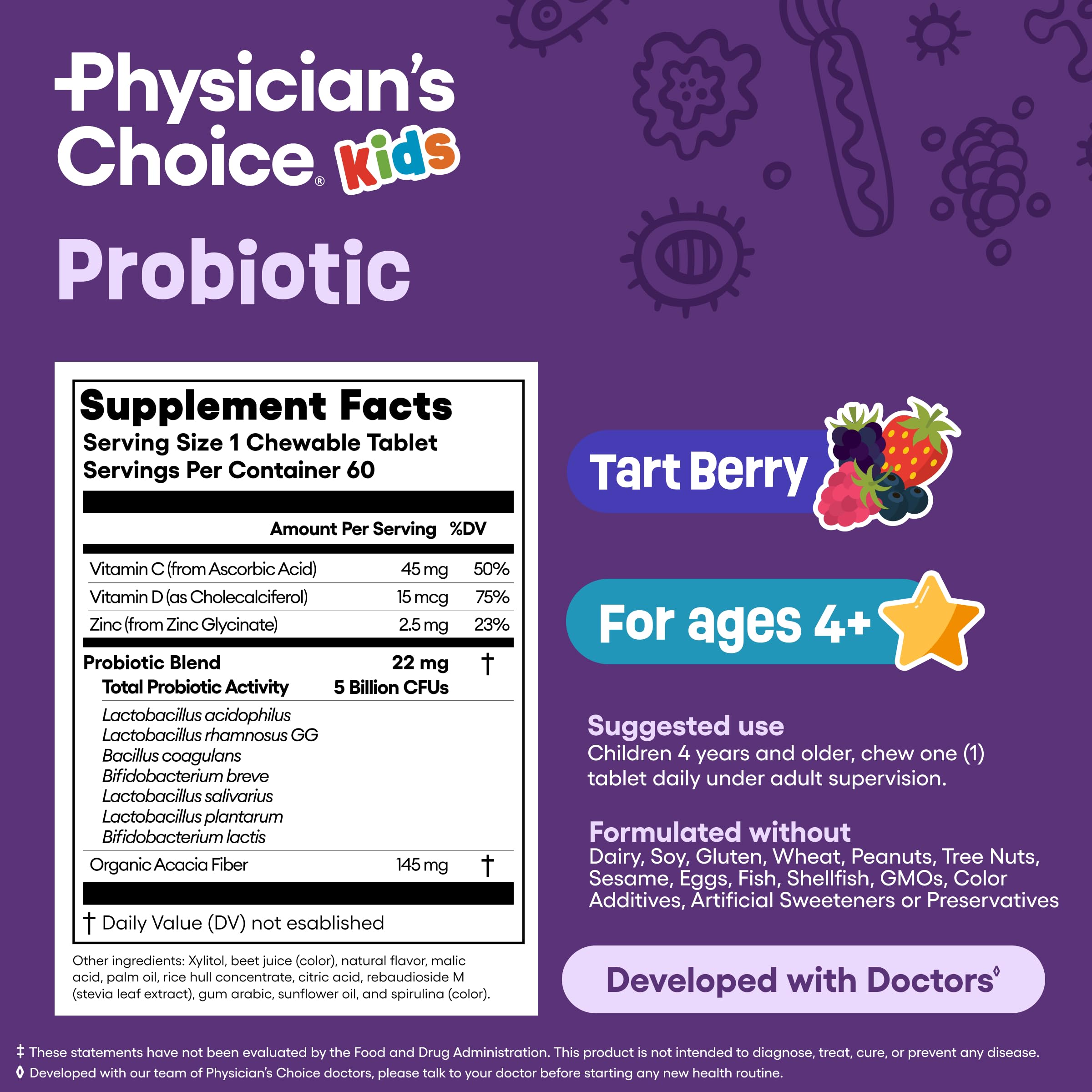 Physician's CHOICE Kids allergen-free, non-GMO probiotic chews