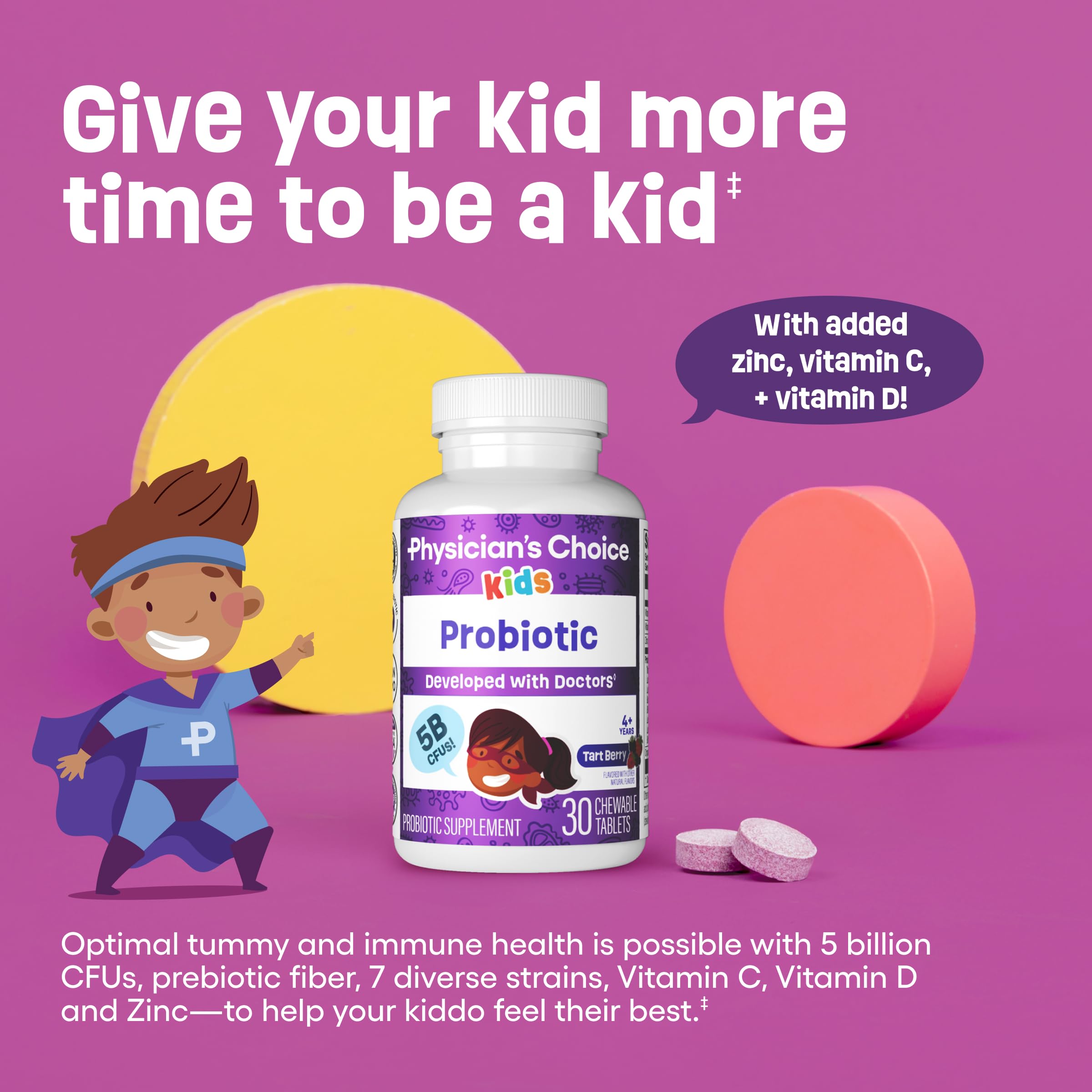 Physician's CHOICE Kids organic prebiotics fueling probiotic activity and digestion