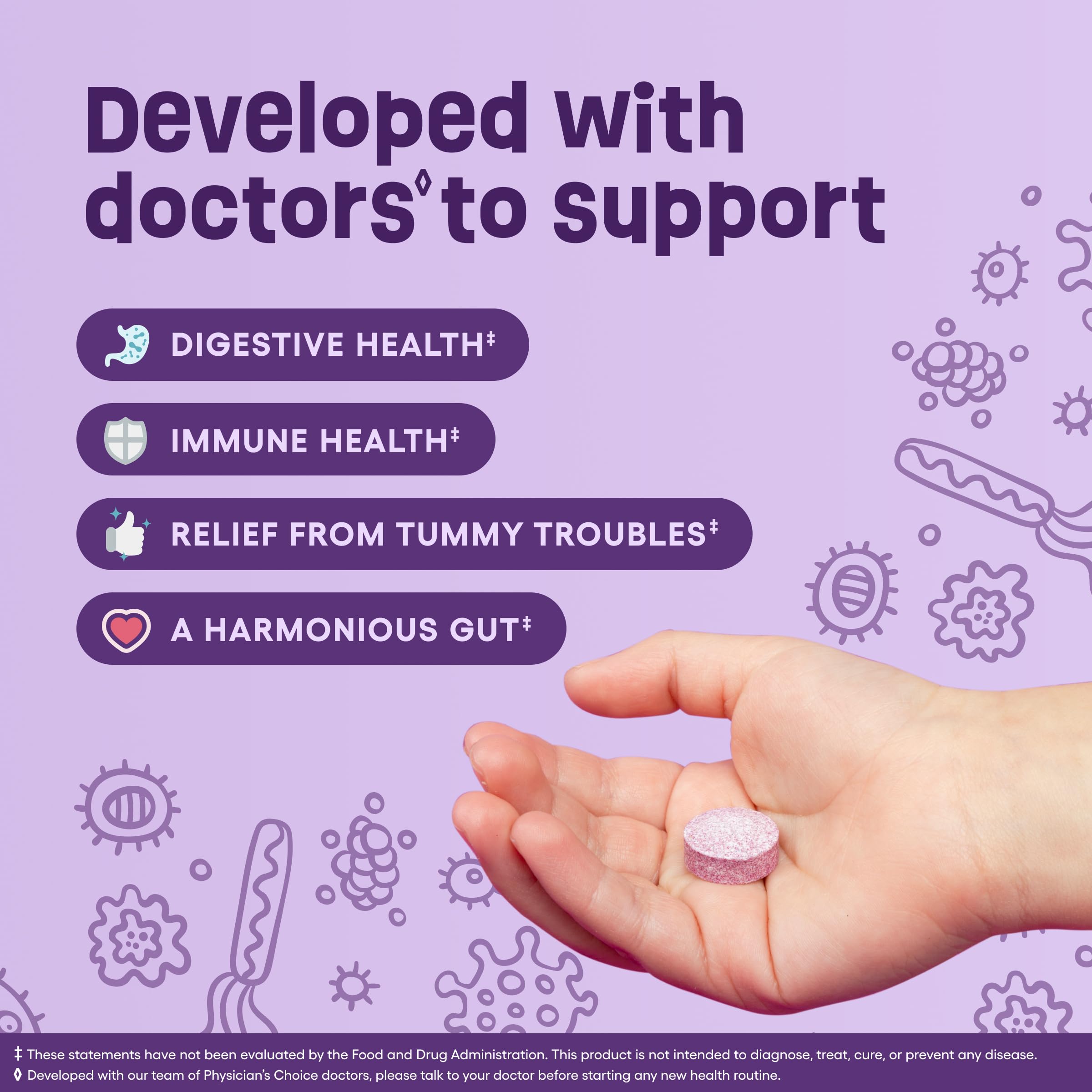 Physician's CHOICE Kids with seven probiotic strains promoting diverse gut flora