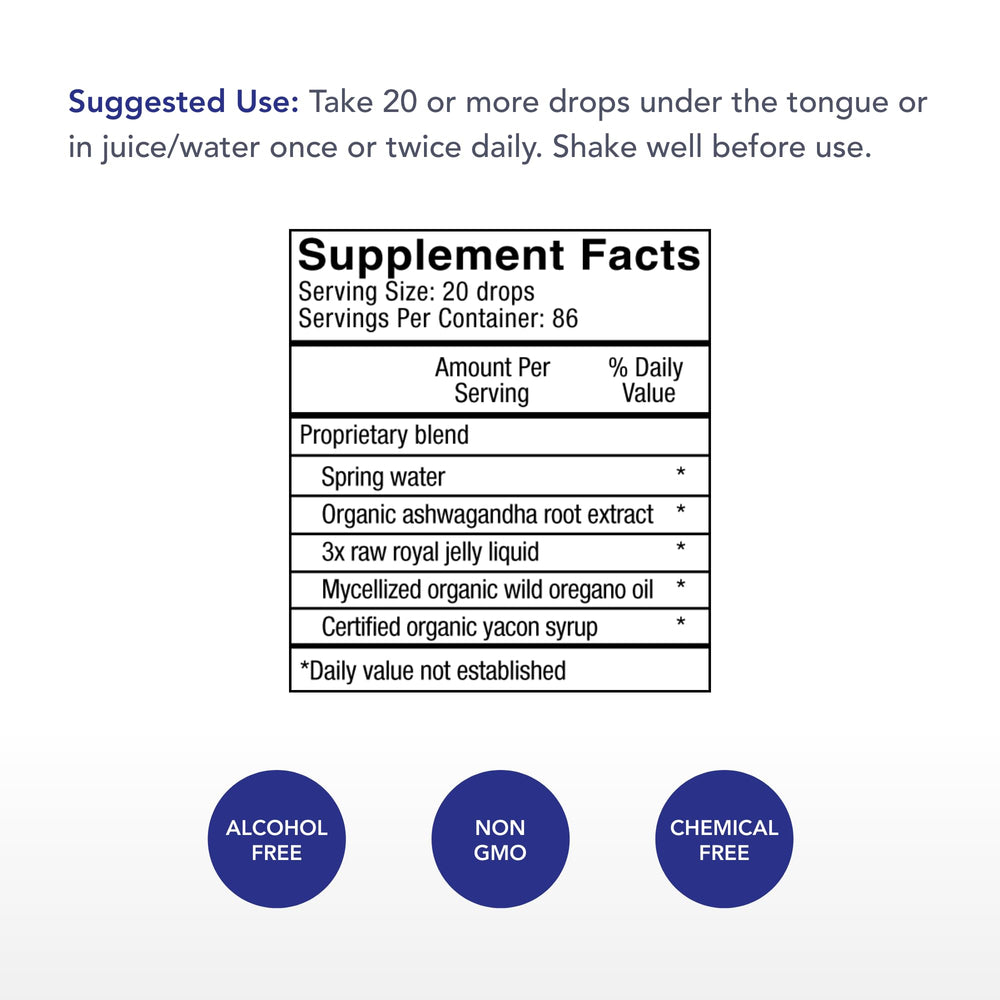 Dropper with AshwaPower under the tongue for convenient daily energy support