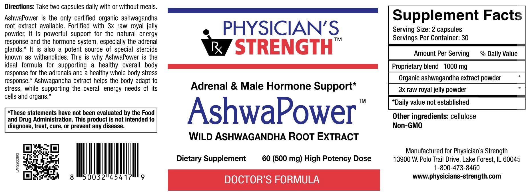 Royal jelly emblem signals energy-support blend in AshwaPower.