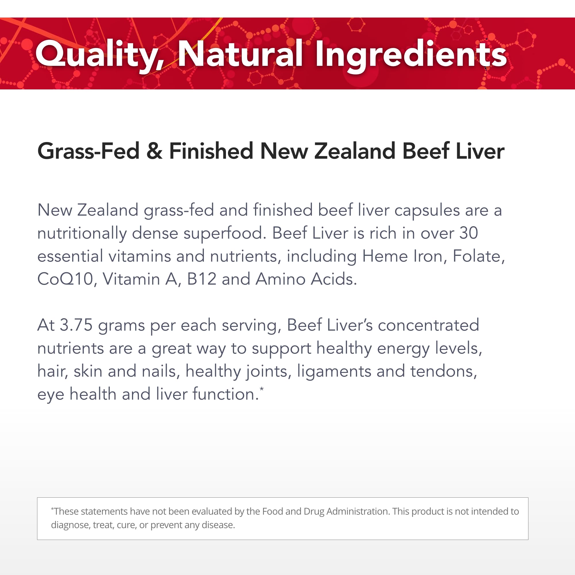 Physician's Strength Beef Liver packaging close-up, non-GMO and additive-free.