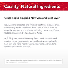 Physician's Strength Beef Liver packaging close-up, non-GMO and additive-free.