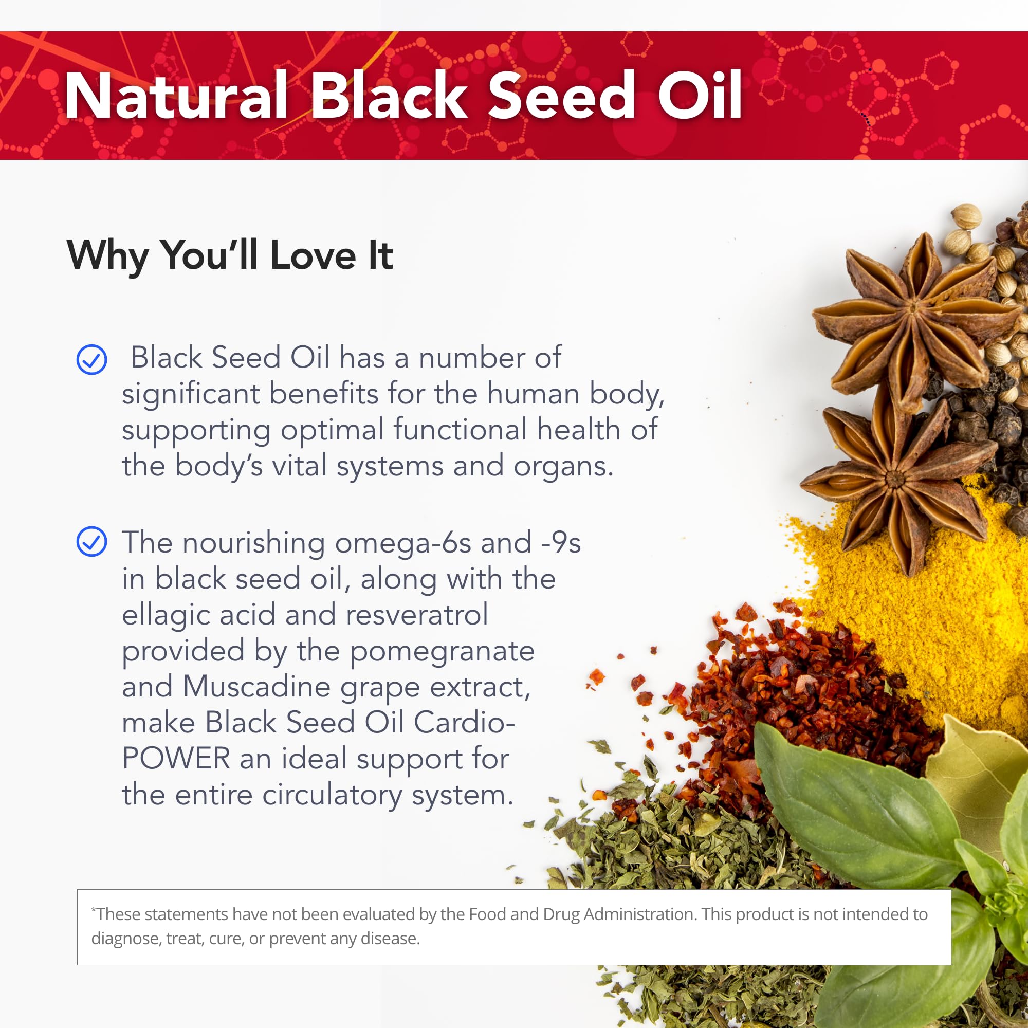 Physician's Strength Cardio-Power ingredients frame shows pomegranate and muscadine concentrates.