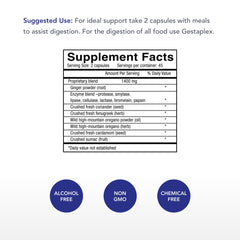 Physician's Strength Gestaplex capsules close-up highlighting natural enzyme blend.