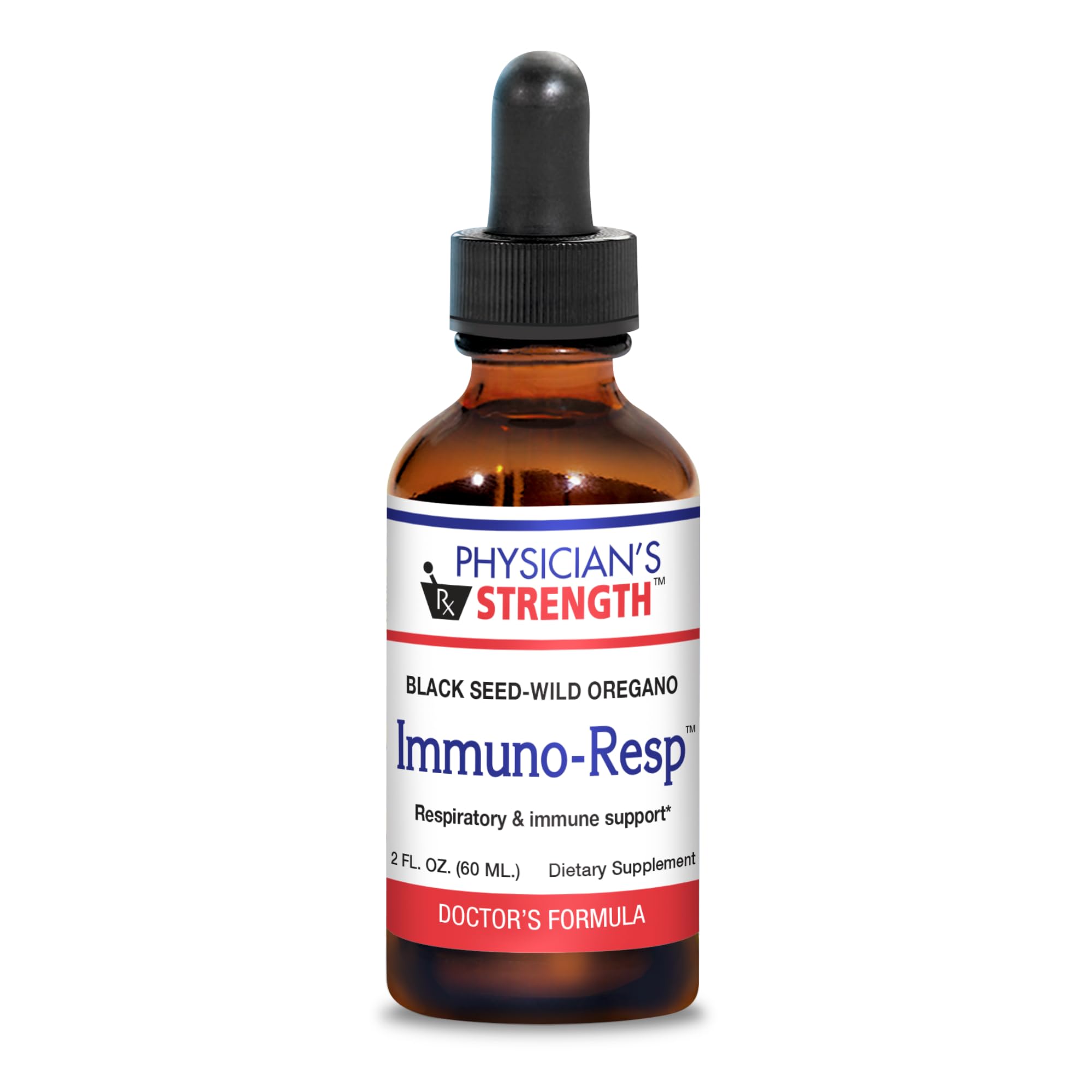 Physician's Strength Immuno-Resp bottle front with label clearly displayed for respiratory support.