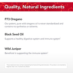 Wild oregano P-73 oil and juniper showcased in Immuno-Resp blend.