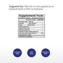 Infla-ex capsules close-up highlighting wild oregano P73 and enzymes