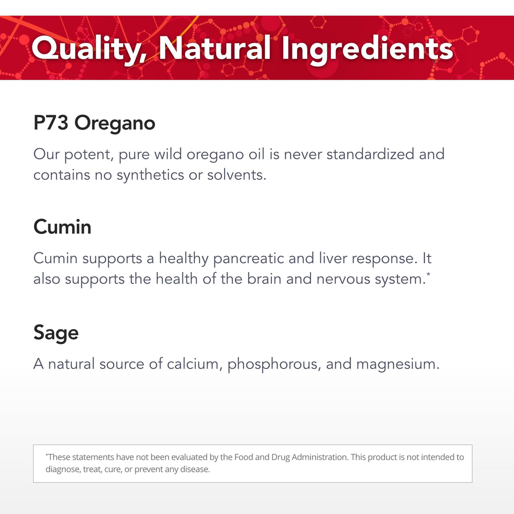 Physician's Strength Orega Slow-Release oil blend visual emphasizing natural delivery to intestines