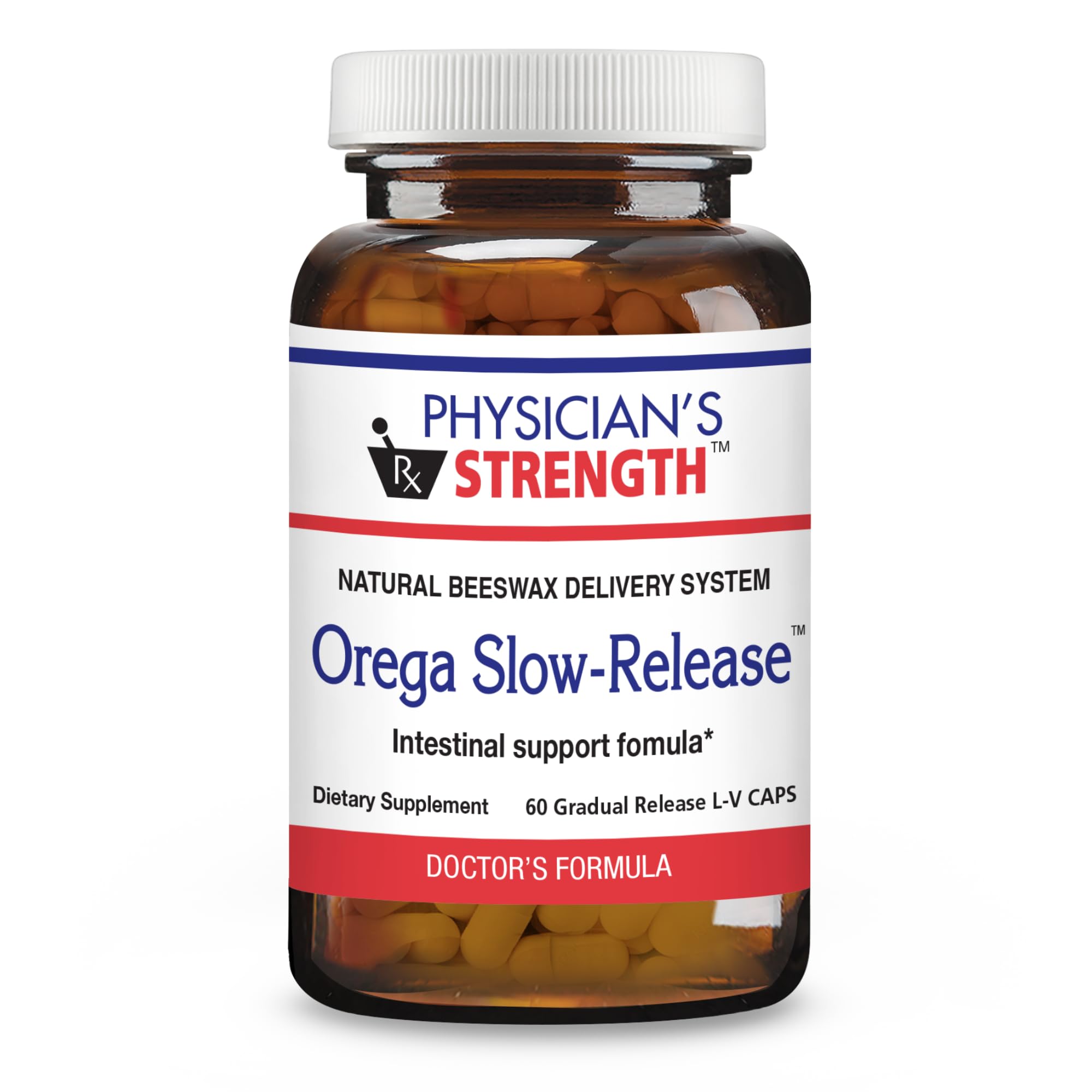 Physician's Strength Orega Slow-Release bottle with capsules for gentle intestinal support