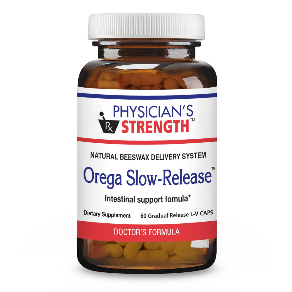 Physician's Strength Orega Slow-Release bottle with capsules for gentle intestinal support