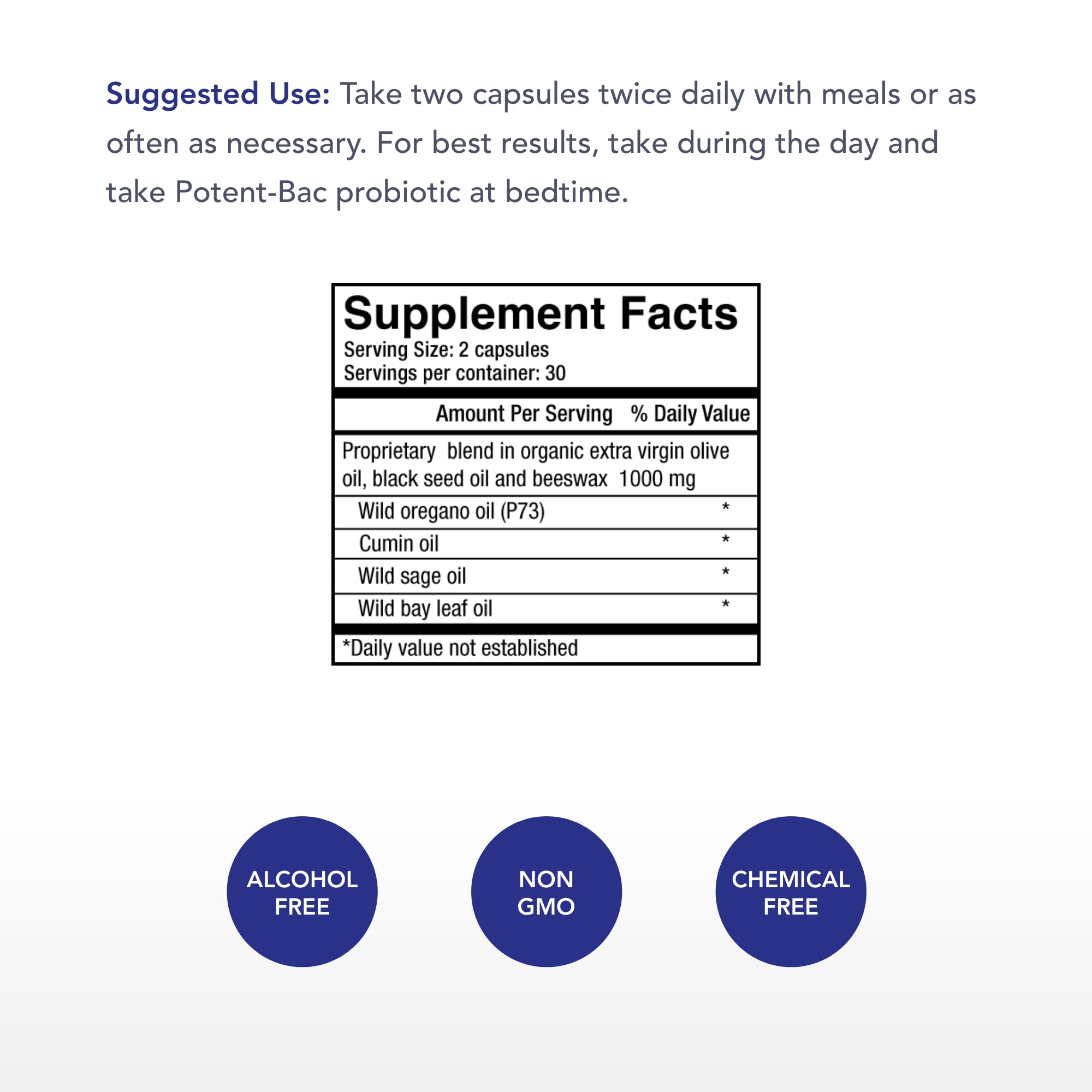 Physician's Strength Orega Slow-Release capsules close-up highlighting wild spice oil blend