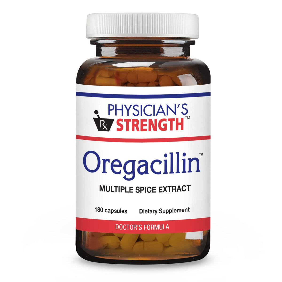 Physician's Strength Oregacillin bottle shows natural spice blend for daily respiratory support.