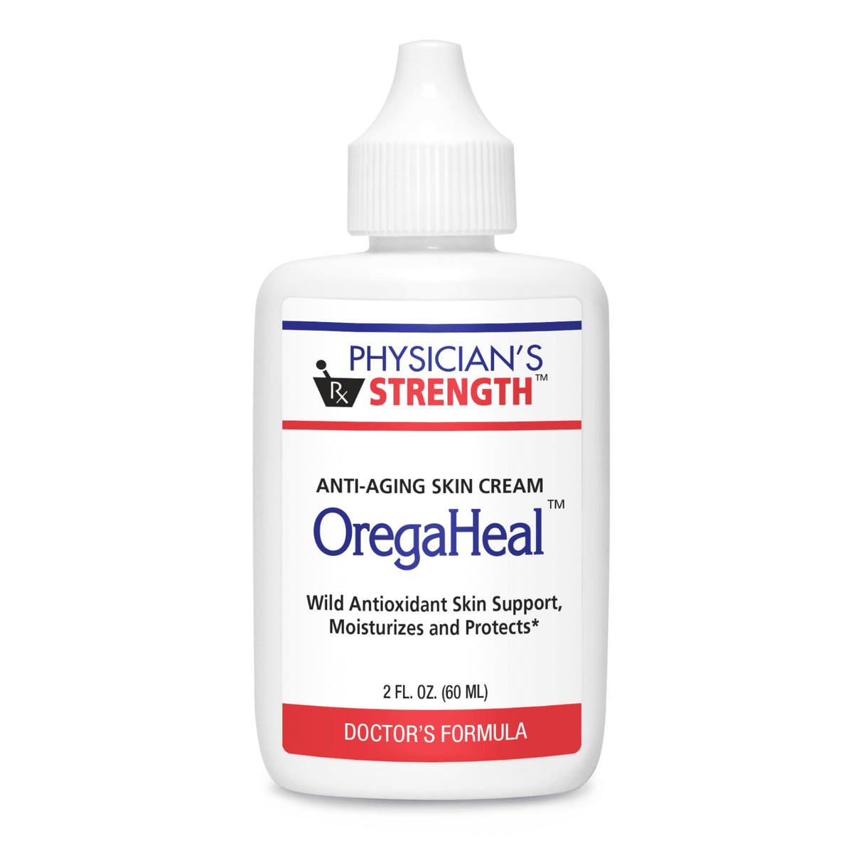 Physician's Strength OregaHeal cream jar showing rich moisturizing formula for daily use