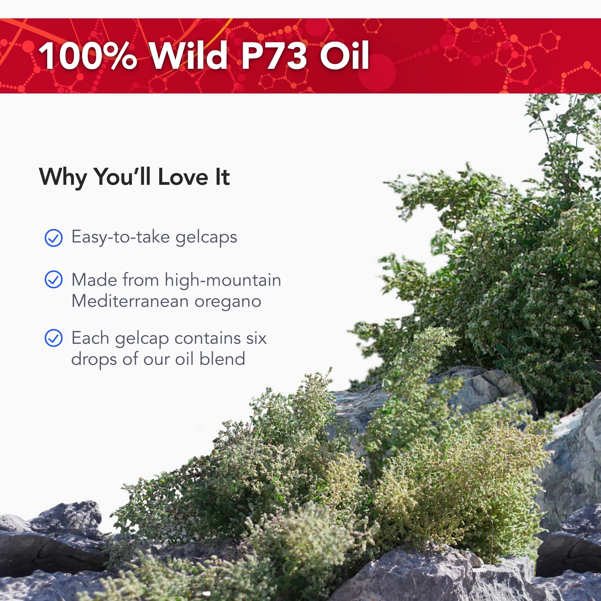 Physician's Strength P73 oregano oil label highlighting high-purity origin