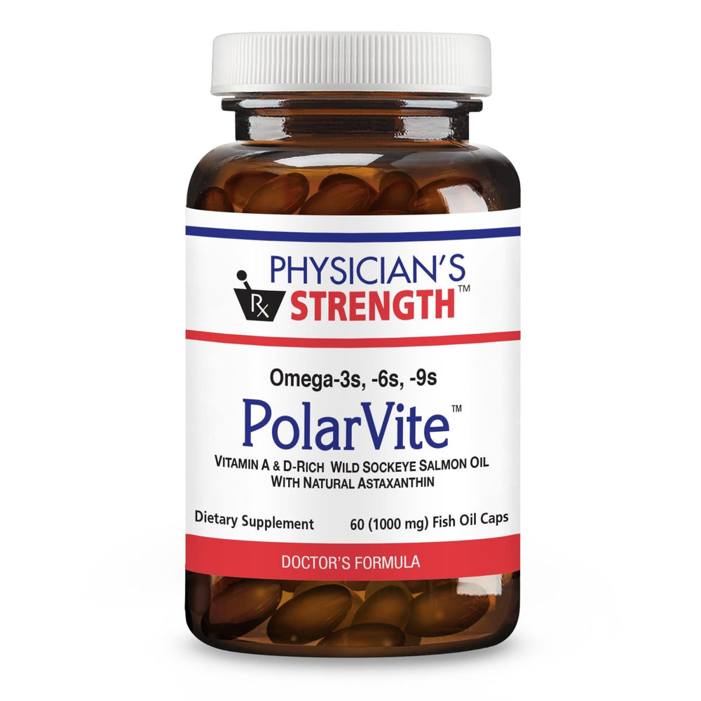 Physician's Strength PolarVite bottle with wild sockeye salmon oil for daily omega-3