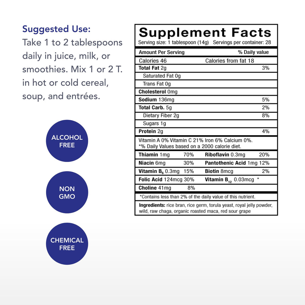 Physician's Strength Potent-B label closeup highlighting natural ingredients and non-GMO claim
