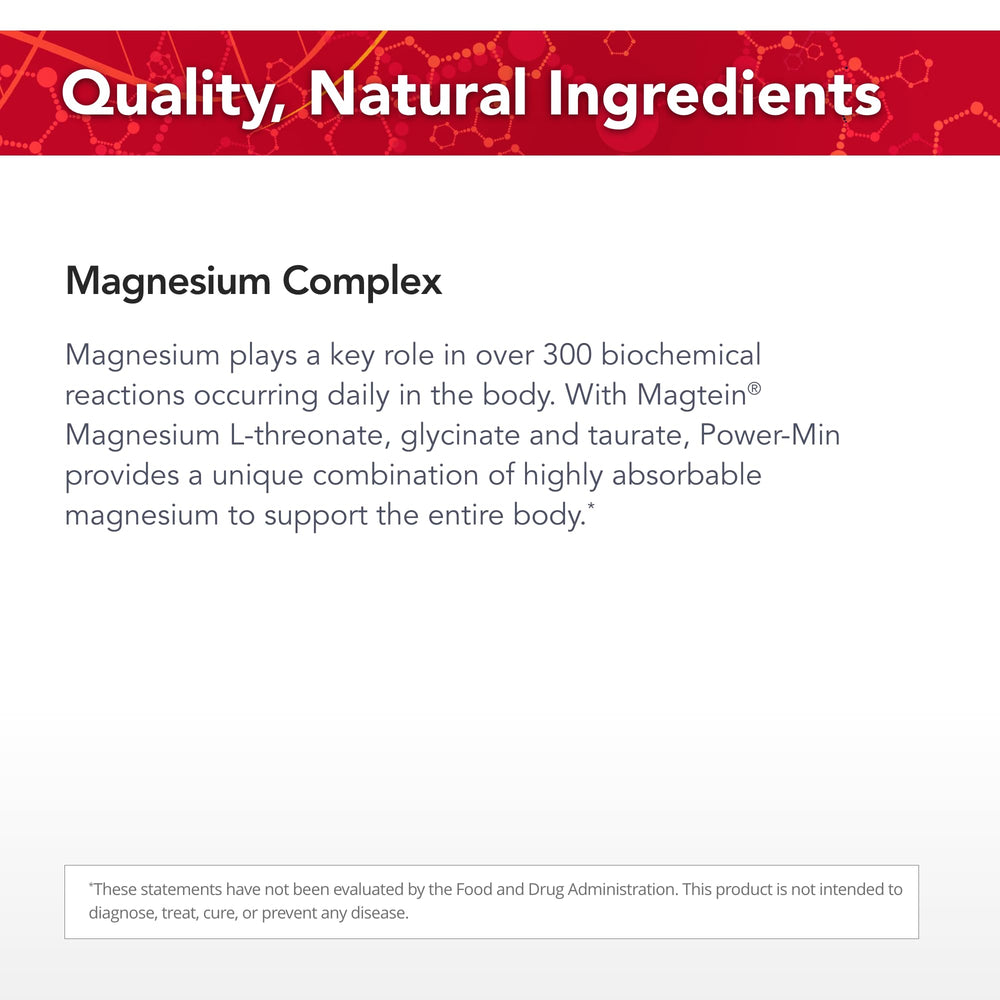 Power-Min label detail on bottle emphasizing premium quality