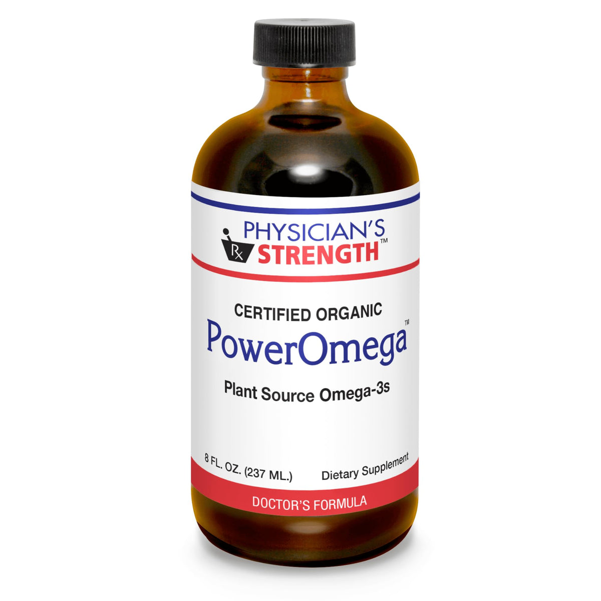 Physician's Strength PowerOmega bottle front with plant-based omega-3 from sacha inchi