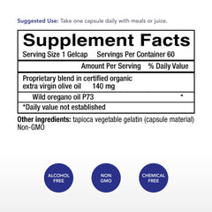 Physician's Strength wild oregano gels capsules close-up for easy dosing