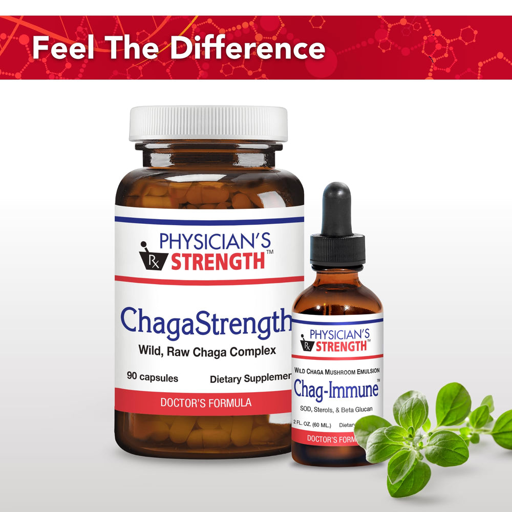 Physician's Strength Wild Oregano Oil graphic highlights herbal aroma and potency.