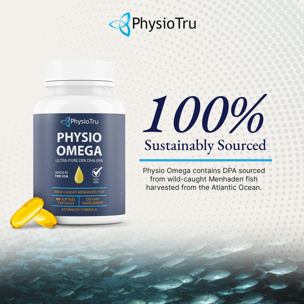Nutrition label view of PhysioTru Omega with ingredients and servings.