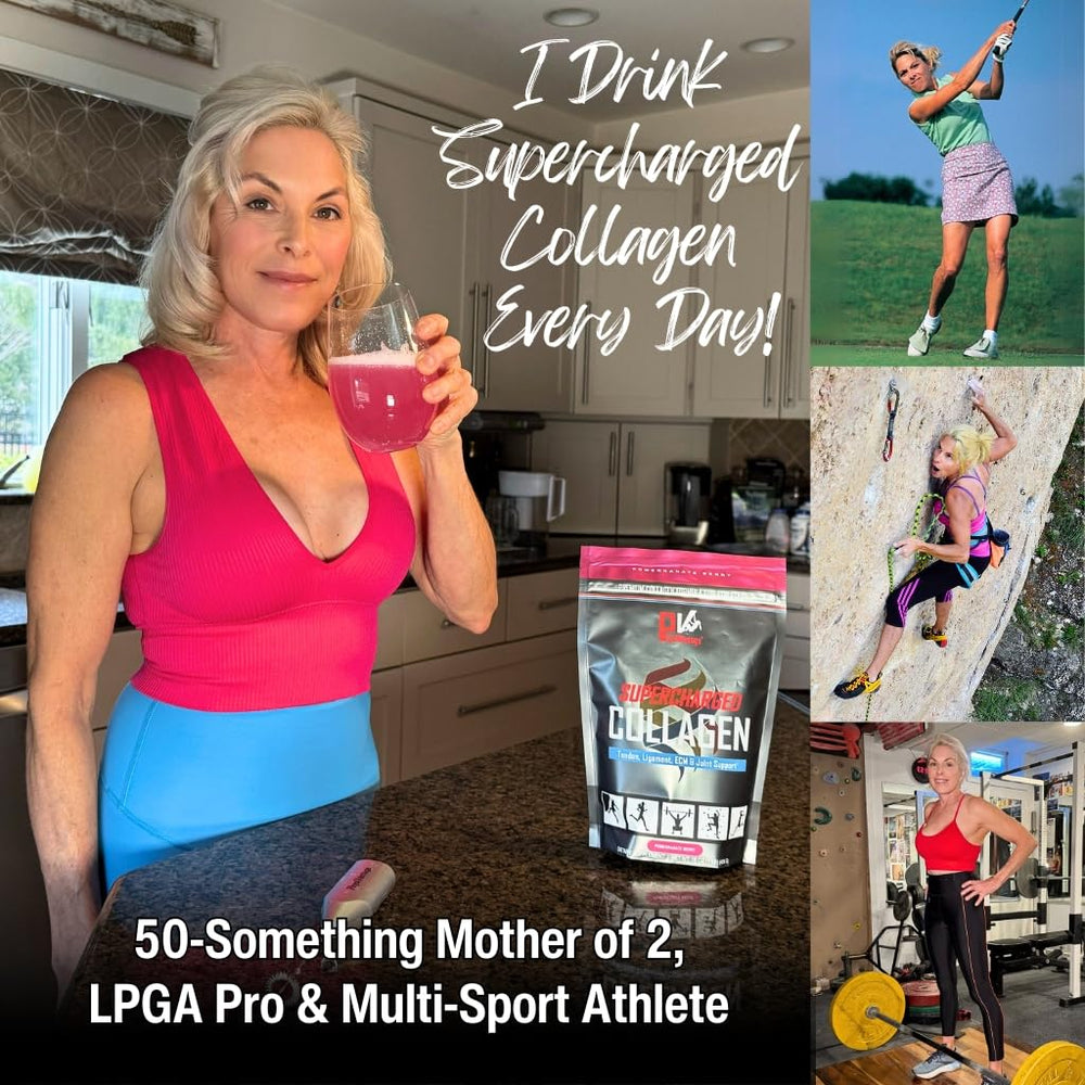 Physiovantage collagen powder in shaker demonstrates easy mixing for on-the-go nutrition.