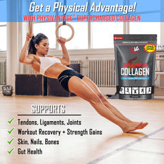 PhysiVantage Supercharged Collagen scoop highlights precise measuring for consistency