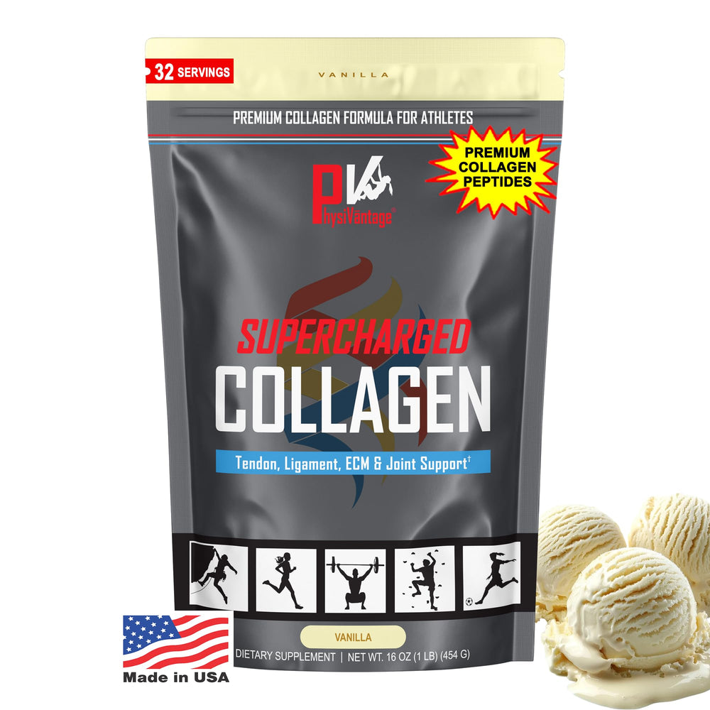 PhysiVantage Supercharged Collagen bottle pour for easy daily intake during workouts