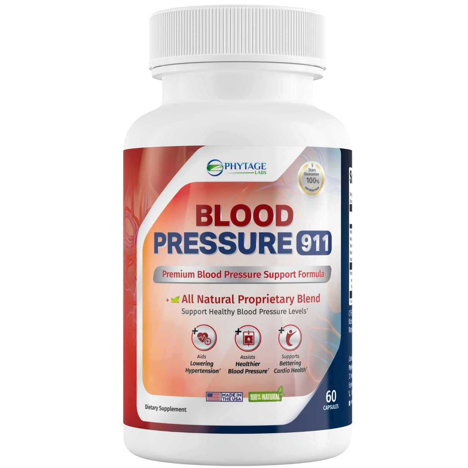 Phytage Labs Blood Pressure 911 bottle front shows daily BP balance as a simple routine