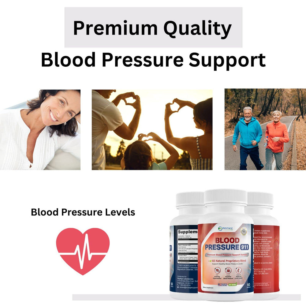 Phytage Labs Blood Pressure 911 packaging box conveys USA-made quality