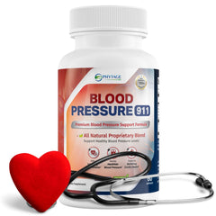 Phytage Labs Blood Pressure 911 pills closeup emphasizes natural ingredients