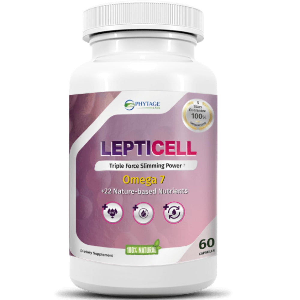 Phytage Labs LeptiCell bottle front for daily wellness support.