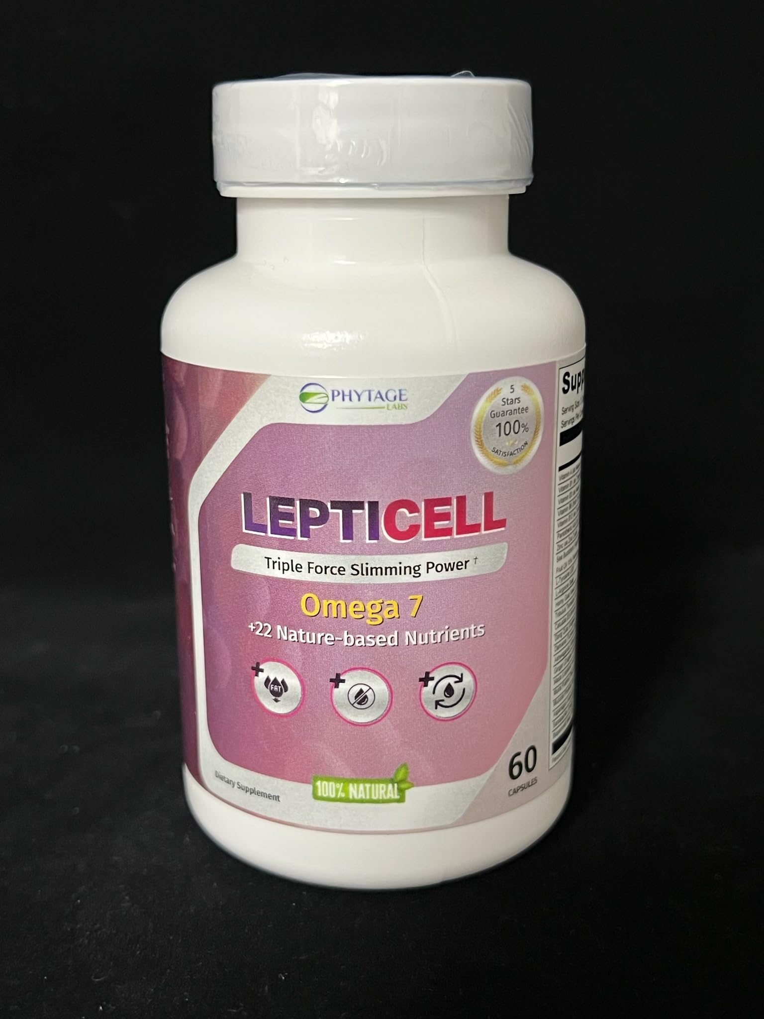 LeptiCell Omega-7 blend depicted for daily care.