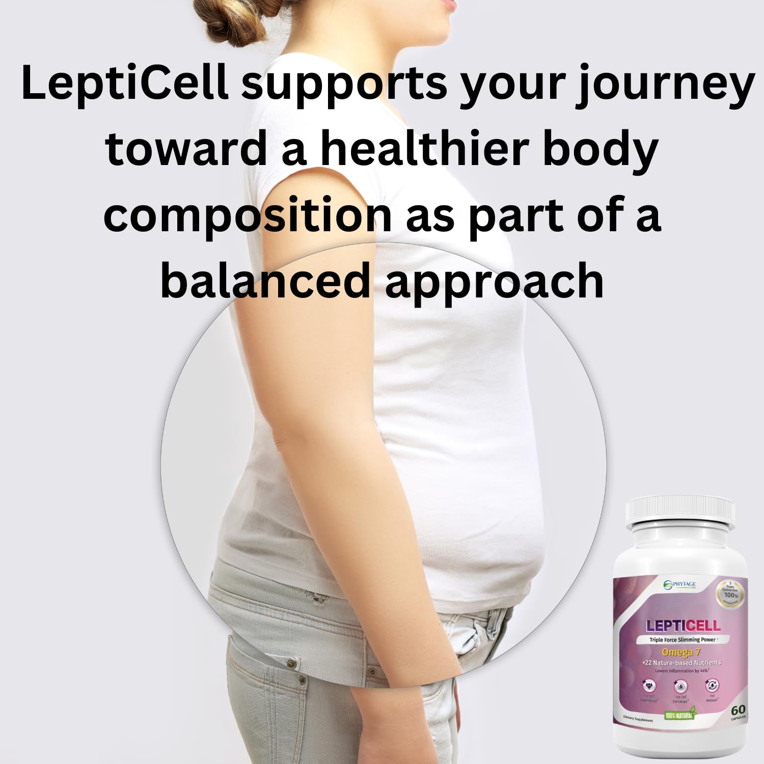 Phytage Labs LeptiCell packaging showing botanical blend.