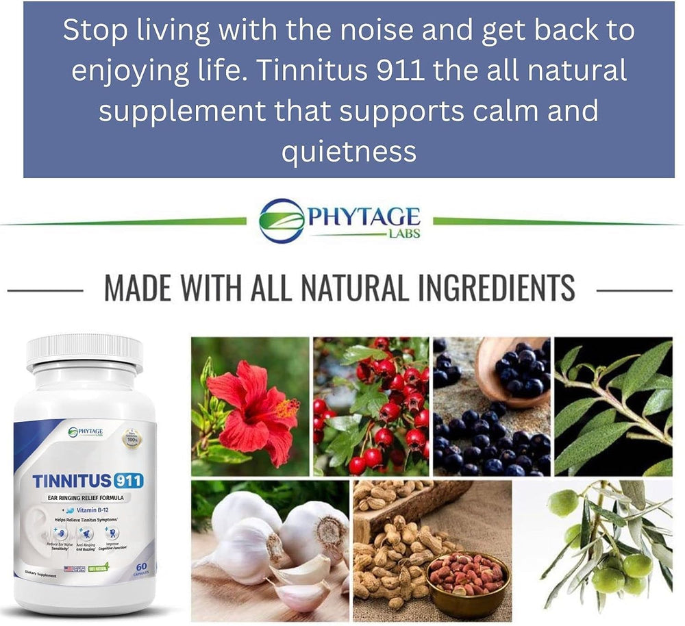 Phytage Labs Tinnitus 911 on nightstand hints at better sleep potential
