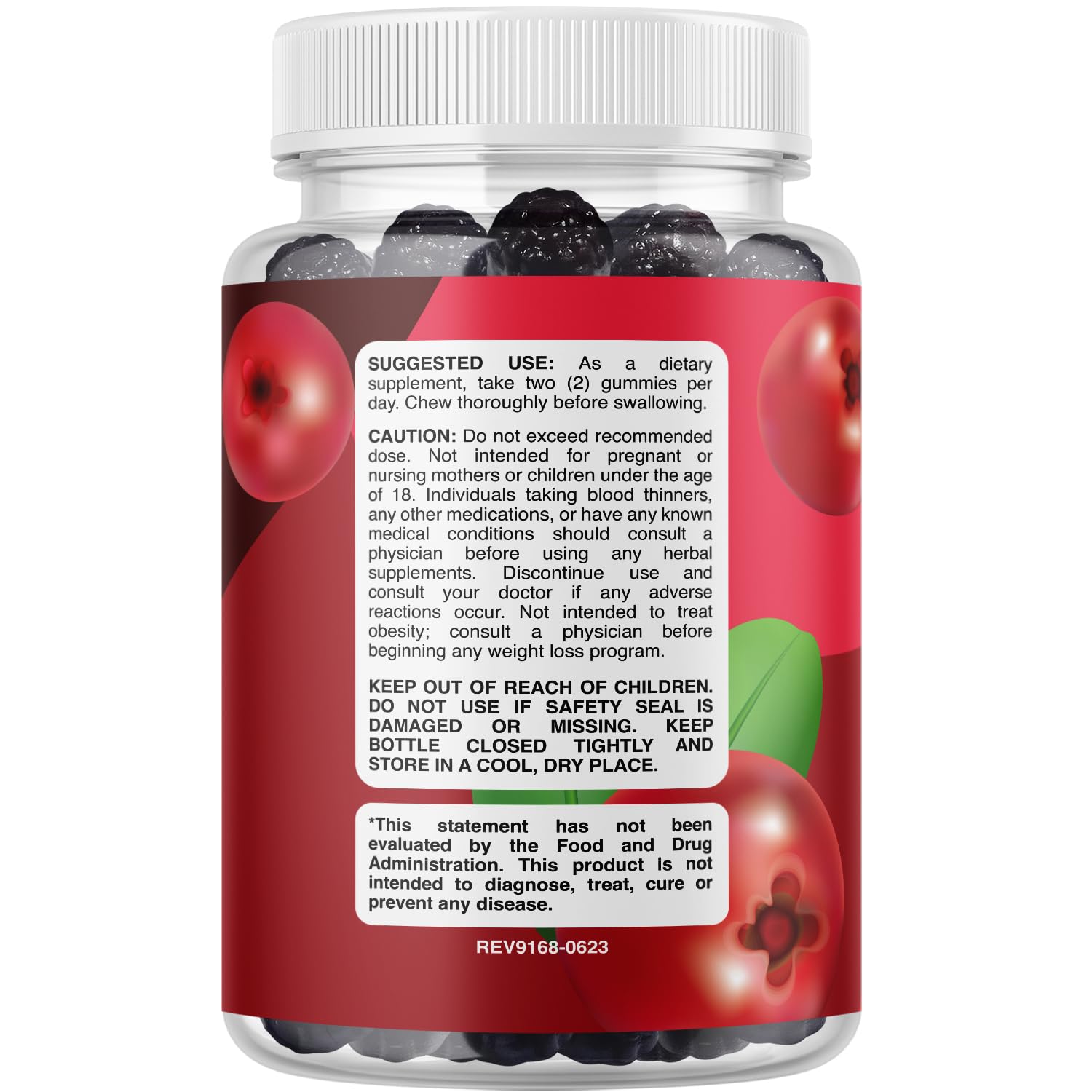 Phytoral Cranberry Gummies close-up highlights chewy texture and natural berry flavor.