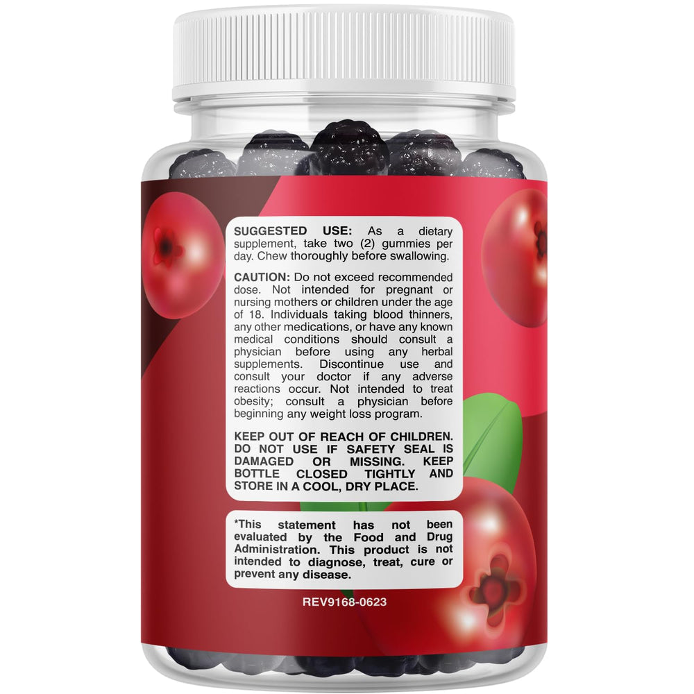 Phytoral Cranberry Gummies close-up highlights chewy texture and natural berry flavor.